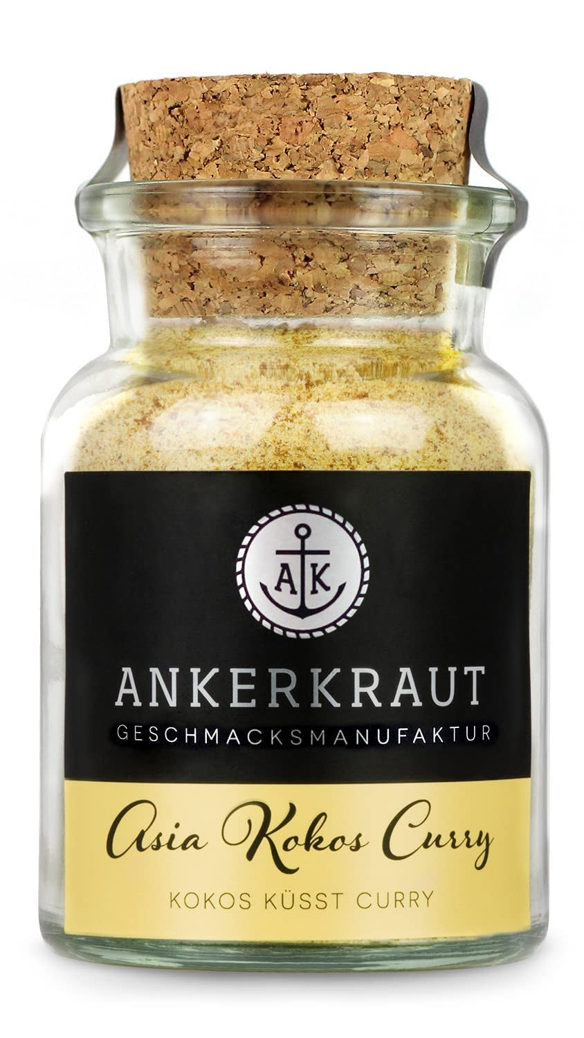 Ankerkraut Asia Kokos Curry, 85 g parafa üvegben, Gewürz für Kokos-Milch Gemüse Fleisch, Einfach Lecker Zu Hause Kochen, Premium Qualität in der Panne