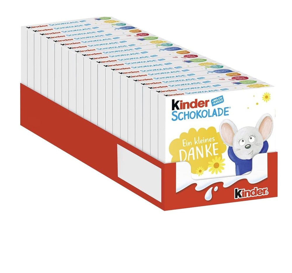 Kinder csokoládé (20 x 50 g) - Valentin-napi ajándék neki és neki, farsangi és mardi gras édességek - töltött tejcsokoládé - 20 csomag, 4 db külön szelet