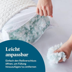 Pernă LUCID 40 X 80 cm cu umplutură hibridă din spumă de memorie mărunțită și microfibră - umplutură detașabilă, reglabilă - husă lavabilă - pentru dormit lateral, pe spate și pe burtă Perne standard Naty Shop