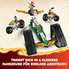 LEGO NINJAGO Ninja Team Combi Caterpillar, set 4 în 1 cu planor, mașină de curse și 2 motociclete și 6 minifigurine, cadou pentru băieți și fete, jucărie Ninja 71820 Seturi de constructie Besuche den LEGO-Store