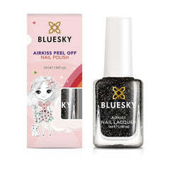 Bluesky Kids körömlakk - Rockstar, fekete csillogás, könnyen eltávolítható, nem mérgező, vízbázisú, szagtalan - ingyenes körömlakk gyerekeknek, 5 ml, 1 csomag