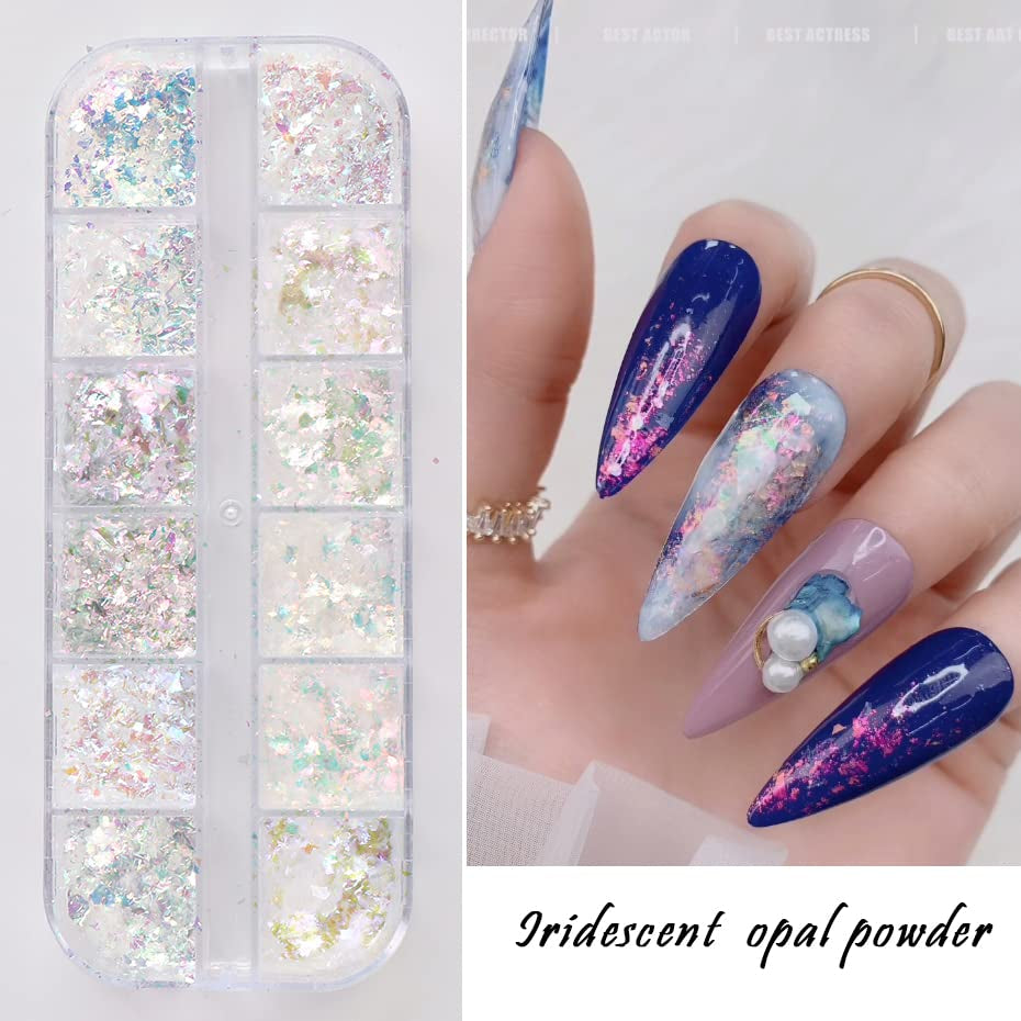 JMEOWIO Sclipici pentru unghii 12 grile Aurora Nail Art decorare accesorii design unghii