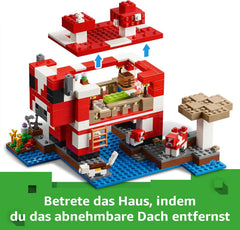 LEGO Minecraft Das Pilzkuh-Haus - Gaming Spielzeug mit Steve Figur, Mobs, einem Arbeitstisch und Einer Farm - Interaktives Spielset - Gaming Geschenk für Mädchen und Jungen ab 8 Jahren 21270