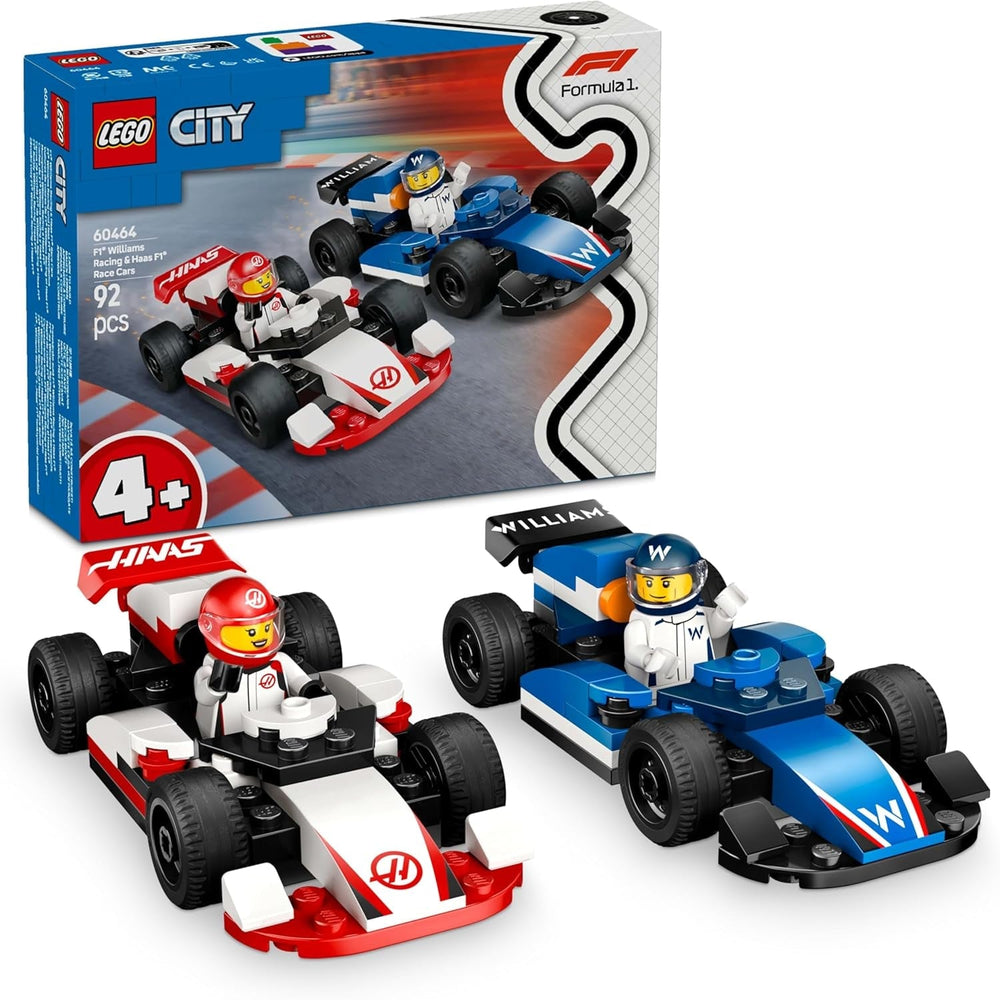 LEGO City F1 Williams Racing és Haas F1 Racing Cars - Forma 1 játék megépíthető autókkal és 2 versenyző minifigurával - Kis ajándékötletek fiúknak és lányoknak 4 éves kortól 60464 Építőkészletek Beuche den LEGO-Store Alapértelmezett cím