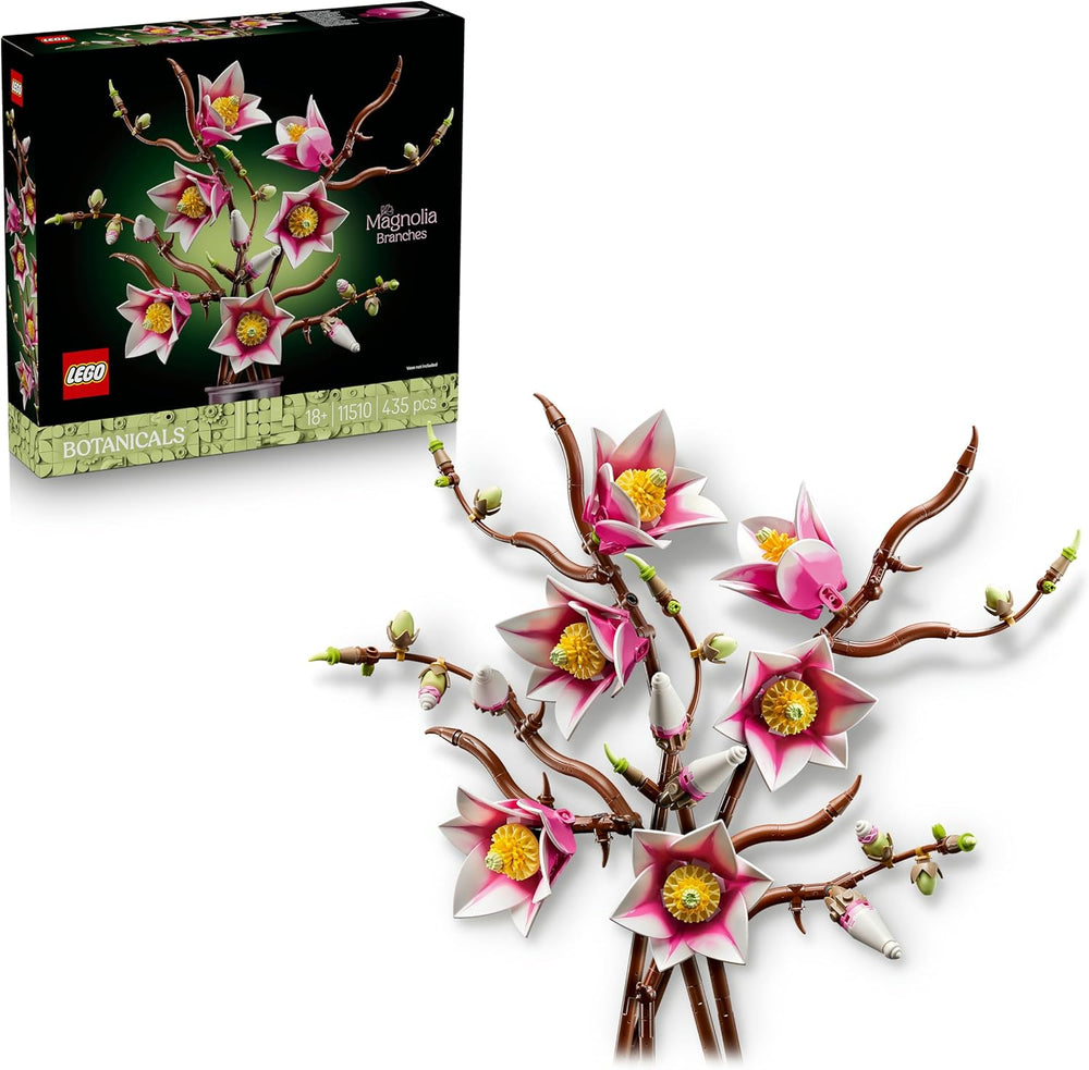 LEGO Botanicals Magnolienzweige - Művirág szett felnőtteknek - 5 mesterséges magnólia dekorációhoz a nappaliban vagy hálószobában - Barkácsolás ajándékötlet nőknek - 11510