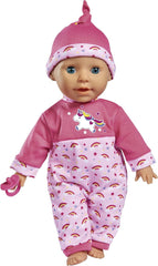 Simba 105140060 - Laura Tickle Baby, păpușă cu corp moale și saltea curcubeu, scoate 25 de sunete de bebeluș, 38 cm, păpușă pentru copii de la 2 ani