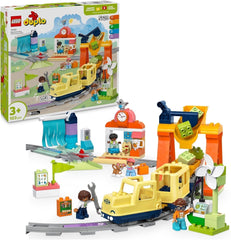 LEGO DUPLO Town nagy, interaktív vasút, építőjáték 3 éves kisgyermekek számára, Push & Go mozdony fényekkel és hangokkal, pályaalkatrészek, 10428 óvodai oktatójáték építőkészletek Besuche den LEGO-Store alapértelmezett cím