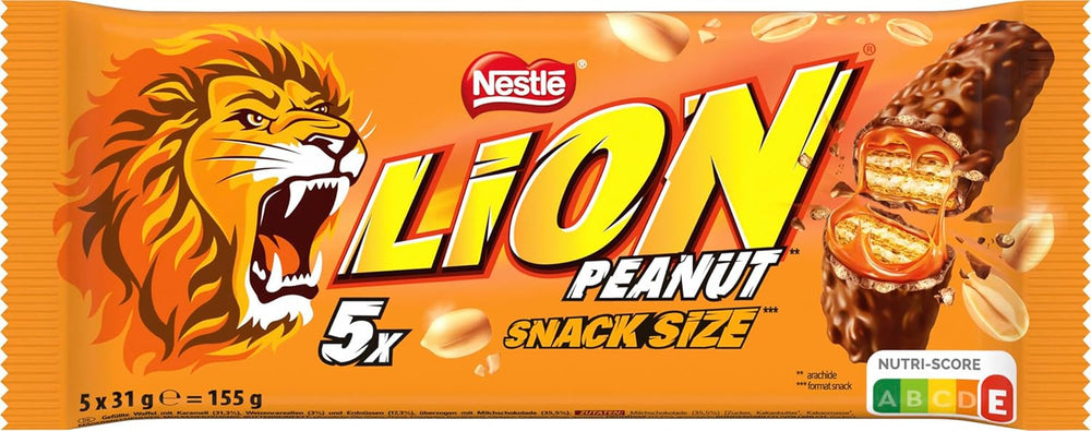 Tejcsokoládéval bevont földimogyorós csokoládészelet, Ízletes karamell töltelék, földimogyoró és ropogós ostya, ömlesztett cukorka csomag, 1 csomag (5 x 31 g)