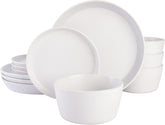 Set de veselă Sofia Coupe, serviciu pentru 4 persoane (12 piese), alb cu pete
