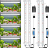 Wiaxulay teljes spektrumú LED növényi lámpa 6000K teljes spektrumú beltéri növénytermesztési lámpák 6/12/16 órás időzítővel, 5 fokozatban állítható hidroponikus pozsgás növényekhez, növényi polc 2db