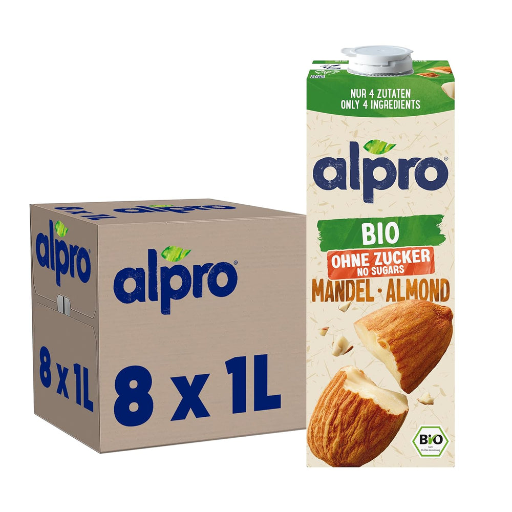 Alpro Bio Mandeldrink ohne Zucker – 8 x 1 l