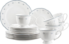 Seria Mäser Lova, serviciu de cafea din porțelan cu 18 piese – 6 farfurii de desert (19,5 cm), 6 cești (19 cl) și 6 farfurioare (15,5 cm), albastru