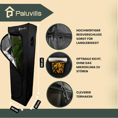 40x40x160 cm-es termesztő sátor kábelvezető rendszerrel, kilátó ablakkal, fém kerettel, 1680D szövettel, növesztési kiegészítő táska - beltéri termesztődoboz - a legjobb növényszaporító üvegház