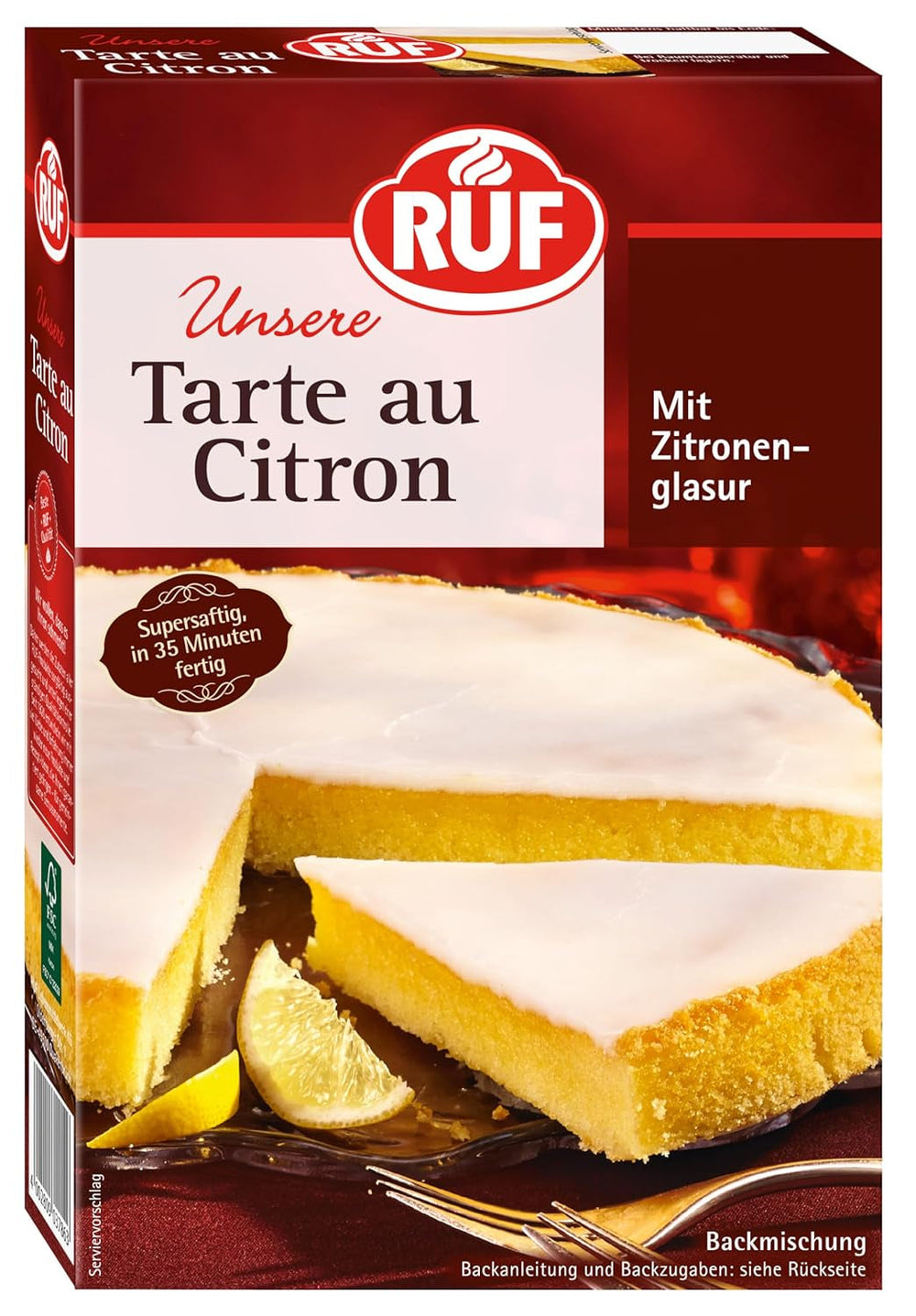 RUF Tarte Au Citron, Backmischung Für Einen Schnellen Zitronen-Kuchen Französische Art, Mit Fruchtiger Zitronen-Glasur Naty Shop Citron 380 G (1 Er Pack)