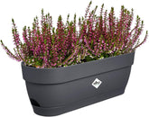 Elho Vibia Campana, ghiveci de balcon cu rezervor de apă, 50 cm, 100% plastic reciclat, Ø 49,0 x H 17,0 cm, negru/antracit