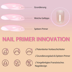 Set unghii false - 240 bucăți unghii scurte și pătrate, model gel moale, gradient alb nud, unghii false artificiale naturale pentru lipire, pentru femei DIY (gradient nud, 240X)