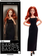 Mattel Barbie Basics Model 4 gyűjthető baba piros fürtökkel, fekete mini ruha és csizma, univerzális divat, kis mozgatható test és cserélhető fej, JBH74 Naty Shop babák alapértelmezett címe