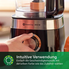 Philips Kompakte Küchenmaschine – 850 W, 31 Funktionen, 2,1 literes Behälter, Powerchop, Edelstahlklinge (HR7530/10) Kitchen Naty Shop