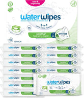WaterWipes Sensitive+ Hydrating Boost nedves törlőkendők, hidratáló törlőkendők, 720 darab (12 csomag), 3 az 1-ben tiszta, ápoló, hidratáló, 99% aloe vera víz, illatmentes baba törlőkendők