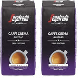 Segafredo Zanetti Caffè Crema Gustoso - Boab întreg (Pachet de 1 kg) - Potrivit pentru Caffè Crema - Boabe de cafea prăjite lungi și închise la culoare, aromă plină și intensă (Pachet de 2)