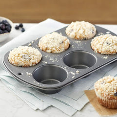 Wilton 445291 445291 Jumbo muffin tepsi, tapadásmentes bevonat, 6 lyuk, 4,5 x 22,2 x 34,2 cm, acél Sütőformák és tálcák Naty Shop