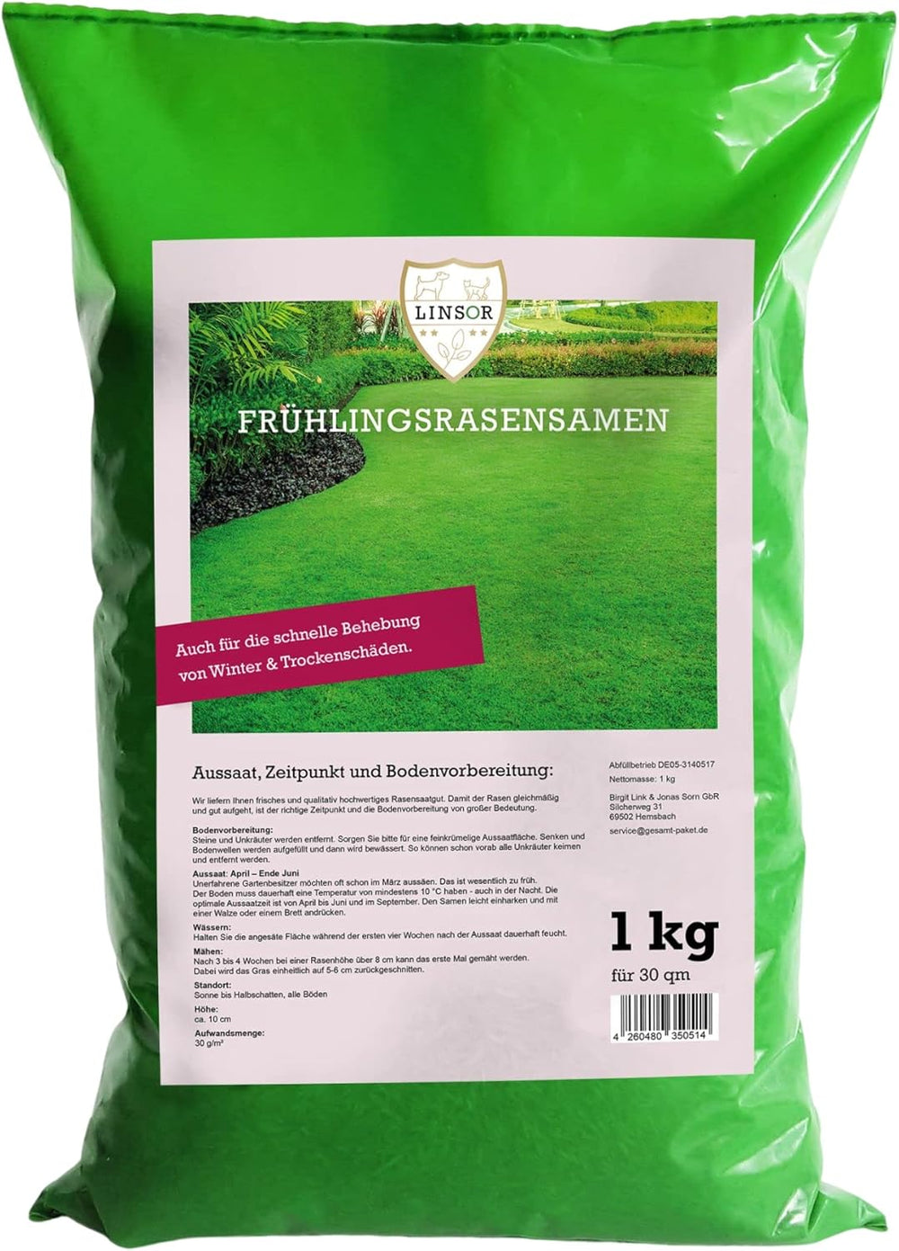Rasensamen Frühjahr Frühlingsrasen 1Kg Rasensamen Schnellkeimend Für Neuanlage Und Nachsaat Zur Rasenreparatur Nach Winter Und Frostschäden Saatgut