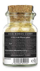 Ankerkraut Asia Kokos Curry, 85 g parafa üvegben, Gewürz für Kokos-Milch Gemüse Fleisch, Einfach Lecker Zu Hause Kochen, Premium Qualität in der Panne