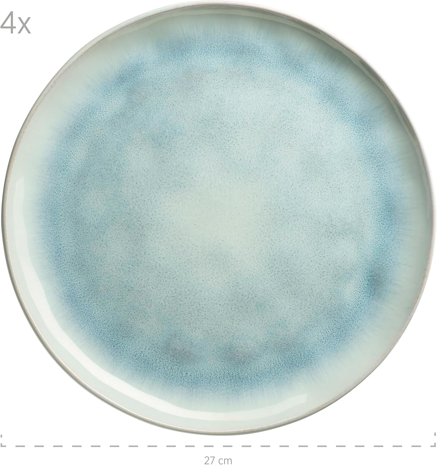 MÄSER Serie Frozen, Geschirr Set Aus Keramik Für 4 Personen, 16-Teiliges Kombiservice Mit Organischen Formen, Farblich Gesprenkeltes Service, Steinzeug, Türkis-Grün Seturi vesela masa Naty Shop