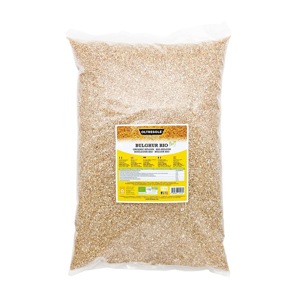 Bio olasz Bulgur 5 kg, teljes kiőrlésű, durumbúza, repesztett búza, ideális tabbouleh és keleti ételek készítéséhez, praktikus formátum