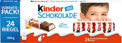 Kinder Chocolate – töltött tejcsokoládészeletek – 1 csomag 24 darab különálló szeletet (24 x 12,5 g) tartalmaz.