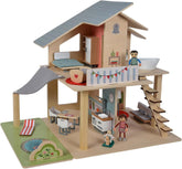 Eichhorn - Casă de păpuși cu accesorii - incl. mobilier și 3 figurine, neasamblată, din lemn, 25 de piese, 53x36x44 cm, de la trei ani