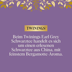 Twinings EARL GREY Ceai negru în pliculețe, rafinat cu aromă de bergamotă - Ceai negru din China, renumit în întreaga lume și extrem de revigorant, pachet de 1 (25 pliculețe)