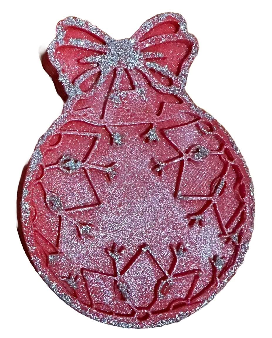Decoratiune comestibila din zahar, Glob de brad, rosu Nati Shop
