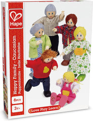 Hape Doll Family díjnyertes babacsaládi szett Egyedi fából készült babaház-kiegészítő Fantasztikus játék 6 babacsaládtag Naty Shop babák