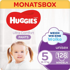 Huggies Ultra Comfort Pants 5-ös méret, 12-17 kg, Aktív gyerekeknek, Nedvességjelzővel és felhős derékpánt technológiával, 128 pelenka Anya és Gyermek Naty Shop