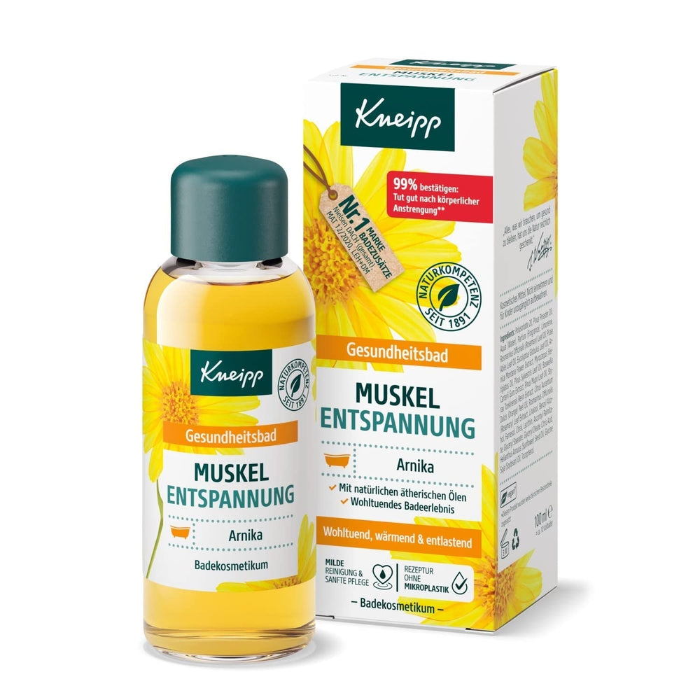 Kneipp Health Bath, Relaxare musculară, Ulei de baie cu extract de arnică și uleiuri esențiale din speciile Cabreuva, Rosemary și Pinus, revitalizează și face bine după efort fizic,100 ml Naty Shop