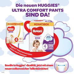 Huggies Ultra Comfort Pants 4-es méret, 9-14 kg, Aktív gyerekeknek, Nedvességjelzővel és felhős derékpánt technológiával, 144 pelenka Anya és Gyermek Naty Shop