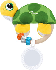 Chicco Easy Grab Turtle Toy, jucărie moale pentru bebeluși cu clopoțel, oglindă, inel din plastic și mărgele, ușor de prins, promovează dezvoltarea abilităților tactile și vizuale, 0-18 luni Jucarii Bebe Naty Shop Jucărie Easy Grab Turtle
