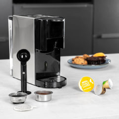 Espressor multicapsule Princess 4 în 1 – 1450 wați, capsule, păstăi, cafea măcinată, fără BPA, 249450, 01.249450.01.001, negru, argintiu