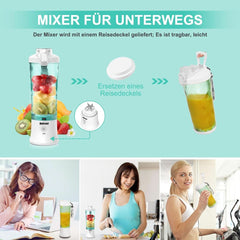 Mixer Smoothie Maker to Go, Mini Standmixer Tragbar Mit 6-Klingen Edelstahl, Enstafter Mit Reisedeckel, USB hordozható turmixgép Elektrisch 600 ml-es palack, Mixer Shaker Slushy Maker Wasserdichter Bucatarie Naty Shop