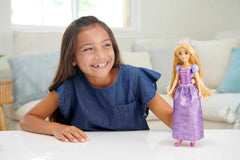 Mattel Disney Princess Rapunzel baba, Hosszú hajformázó haj, Mobil, Levehető cipők és tiara, Disney ajándékok, Játékok 3 éves kortól, HLW03 Naty Shop babák