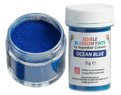Pudră colorantă alimentară Sugarflair Blossom Tint Dust, albastru ocean - Pudră colorantă alimentară pentru decoruri de tort, pastă de zahăr, fondant, glazură, ciocolată, cremă de unt, macarons și multe altele - 5G