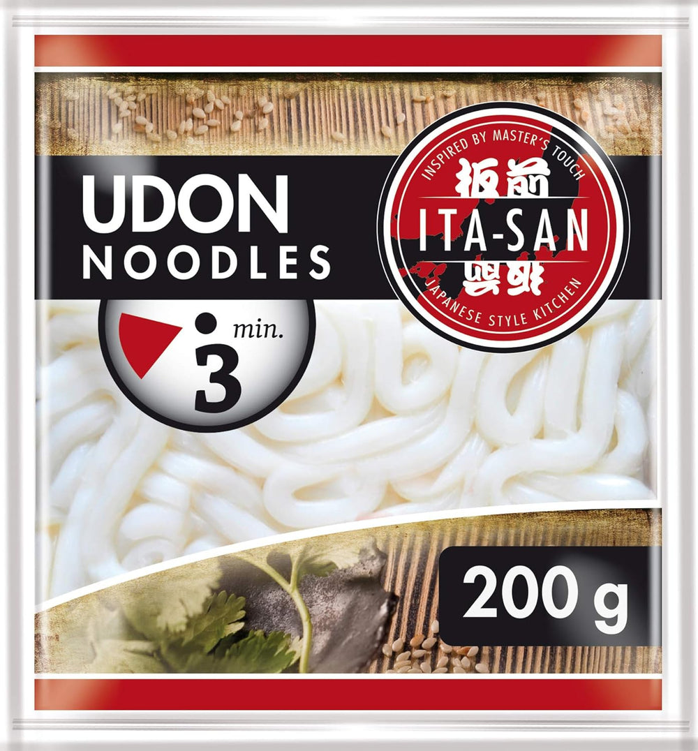 ITA-SAN Udon tészta, főtt, gyorsan és egyszerűen elkészíthető, udon leveshez és egyéb ázsiai ételekhez, vegetáriánus, 30 x 200 g