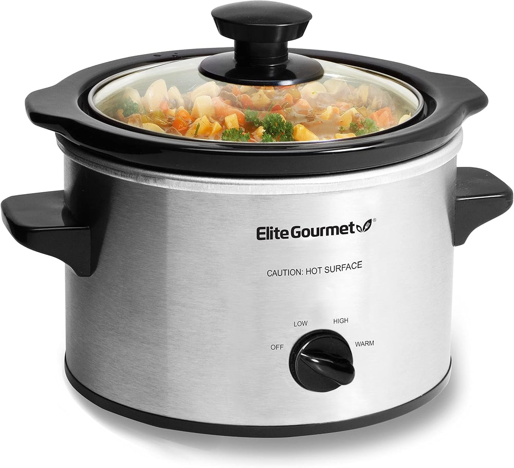 MST-250XS# Elektrischer Keramik-Schongarer Mit Einstellbarer Temperatur, Für Vorspeisen, Saucen, Suppen, Braten, Eintöpfe Und Dips, Spülmaschinenfest (1,7 L, Edelstahl) Naty Shop Elite Gourmet