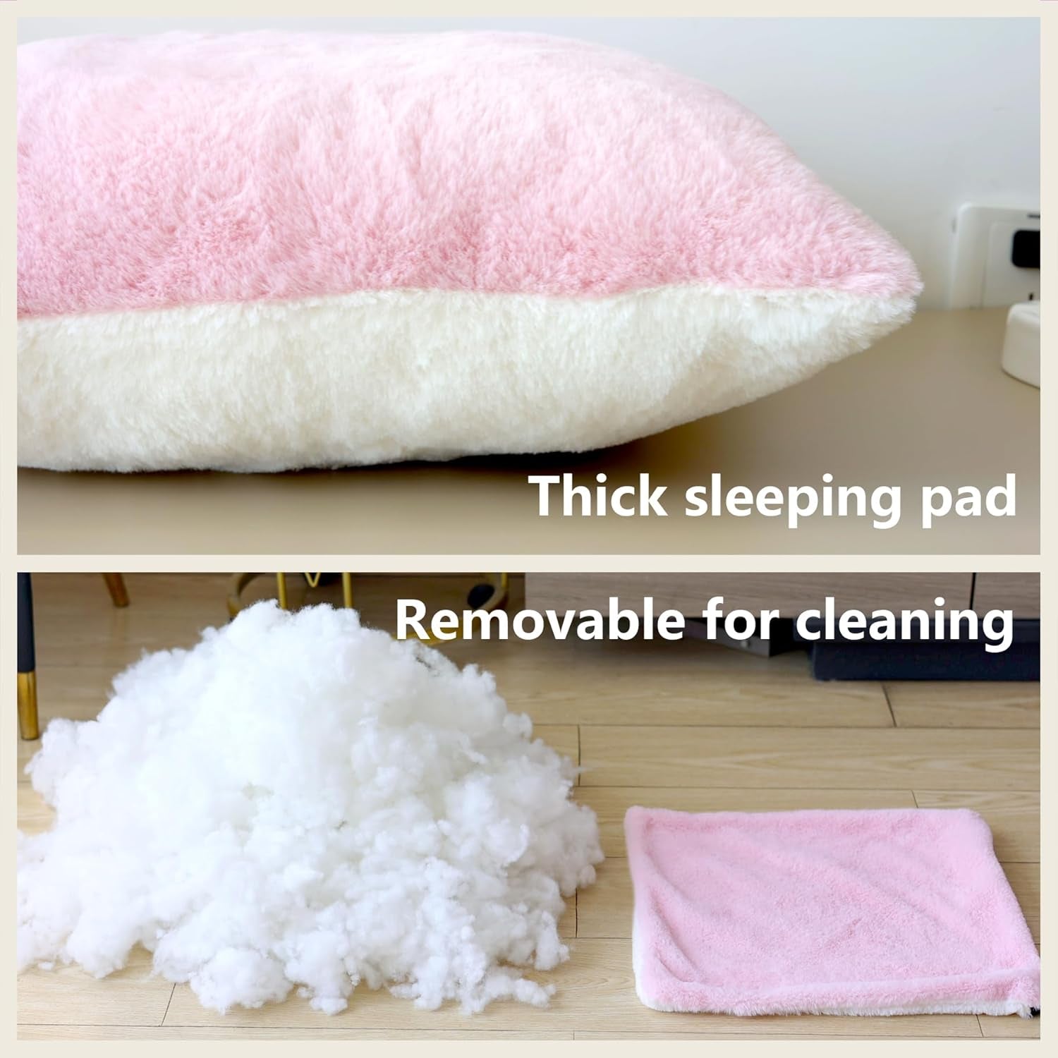 Pat pentru pisici de interior, peșteră pliabilă pentru pisici, fund antiderapant și hidrofug, căsuțe pentru pisici de interior sau câini mici, cort pentru pisoi, pat pentru iepuri (roz, mărimea M: 40)