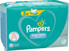 Pampers Fresh Clean baba törlőkendők 81688041, 3x52 db, (Baba törlőkendők, műanyag zacskó, lány/fiú, türkiz, fehér, Németország, 896,7g)