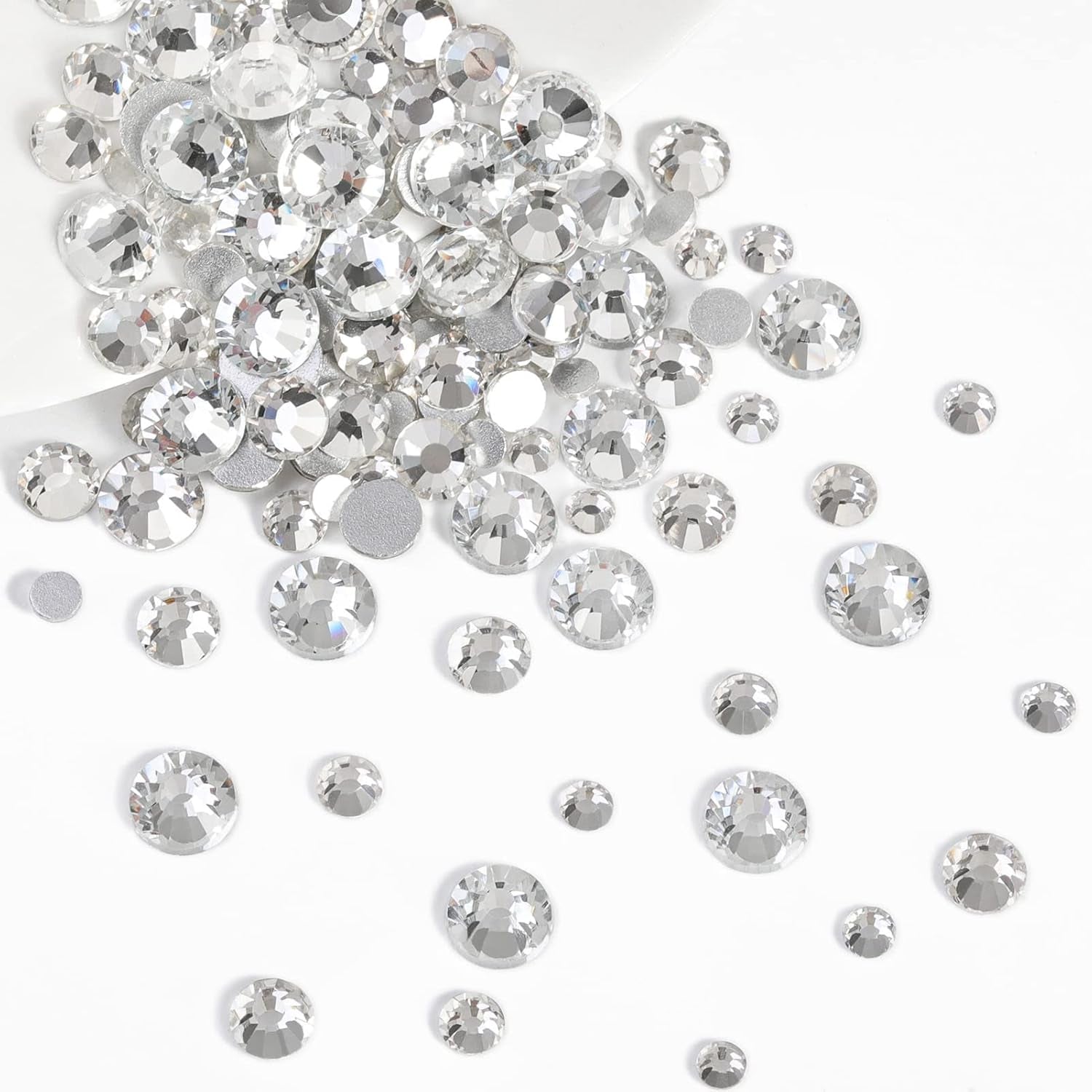 Beadsland 2500Pcs Glas Nailart Strasssteine Kristall Flatback Edelsteine Runde, Für Handwerk Gemischt 8 Größen SS4 ~ SS30 Mit Picking Pinzette Und Stift (Kristall Weiss)