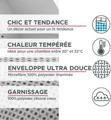 Blanrève cuvertură de plapumă Imprimat sau simplu, Temperat, Pentru pat dublu, Ușor de întreținut, 240 X 220 Cm, Gri, Alb Plapumi si pilote Naty Shop