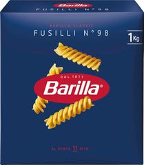 Pasta Barilla Classic Fusilli no. 98, kiváló minőségű durumbúzából, mindig al dente, 1 kg