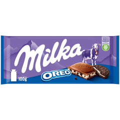 Milka Oreo – alpesi tejcsokoládé ropogós Oreo kekszdarabokkal és sima vaníliakrémmel töltve – 100g